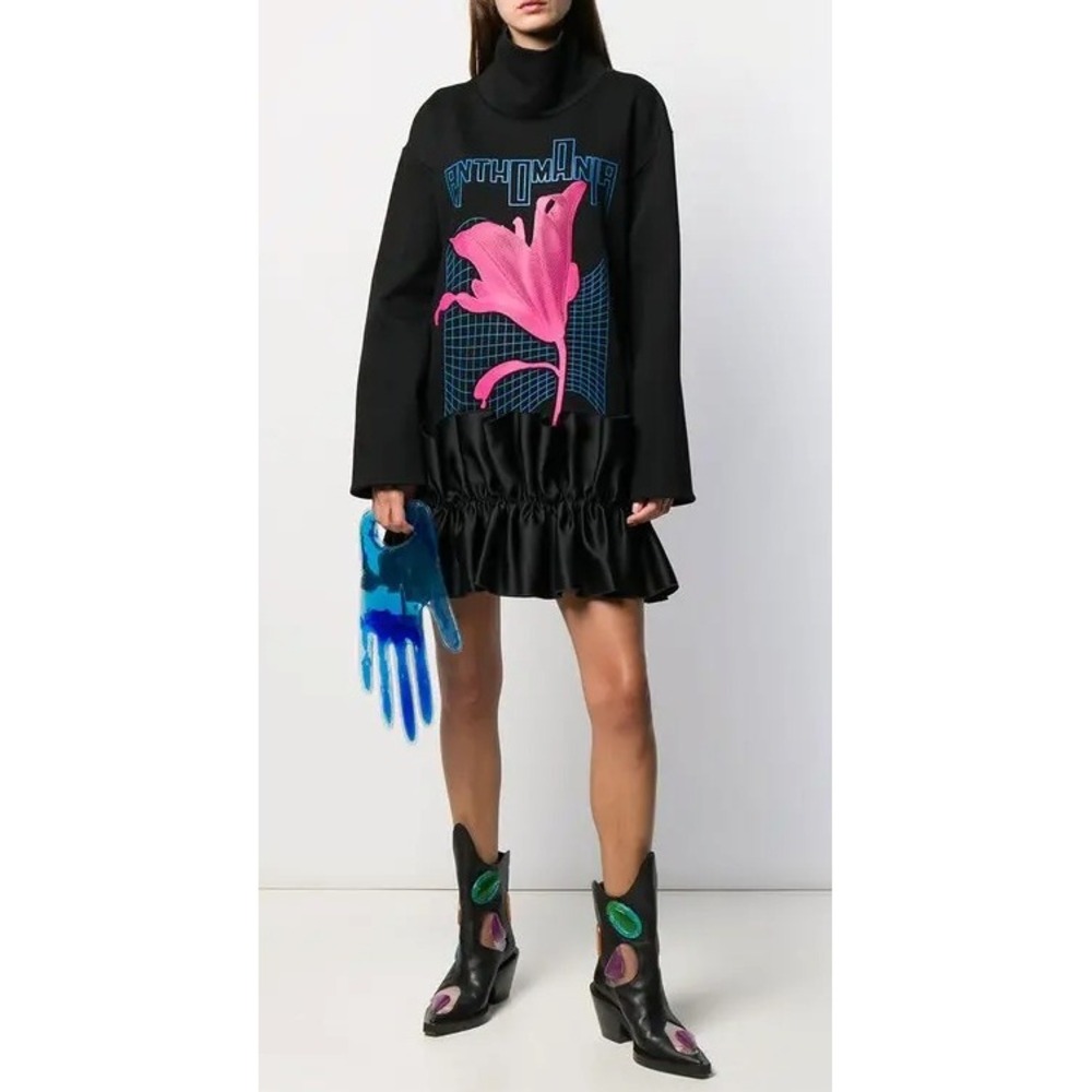 Christopher Kane Anthomania Ruffle Mini Dress Womens 4 Black Runway Avant Garde